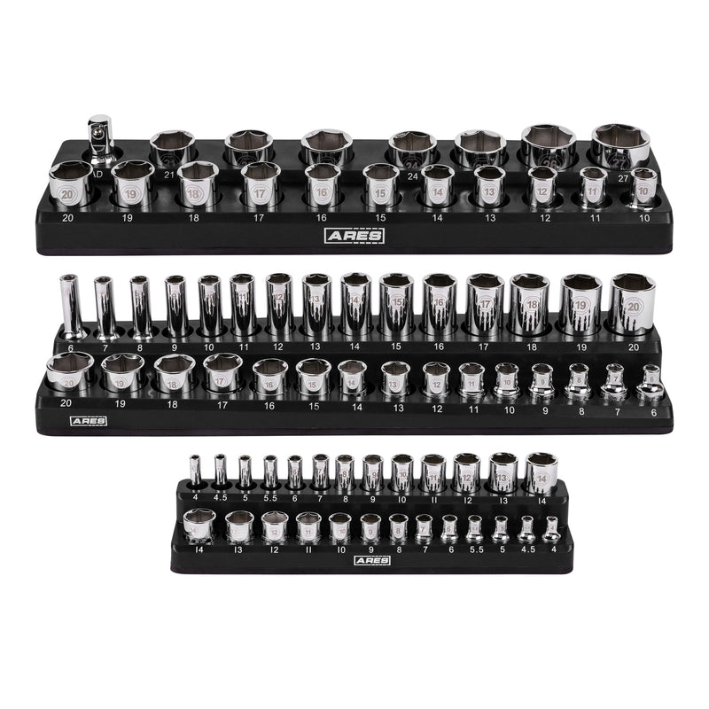 6-Pack Black and Green Metric and SAE Magnetic Socket Organizer Set