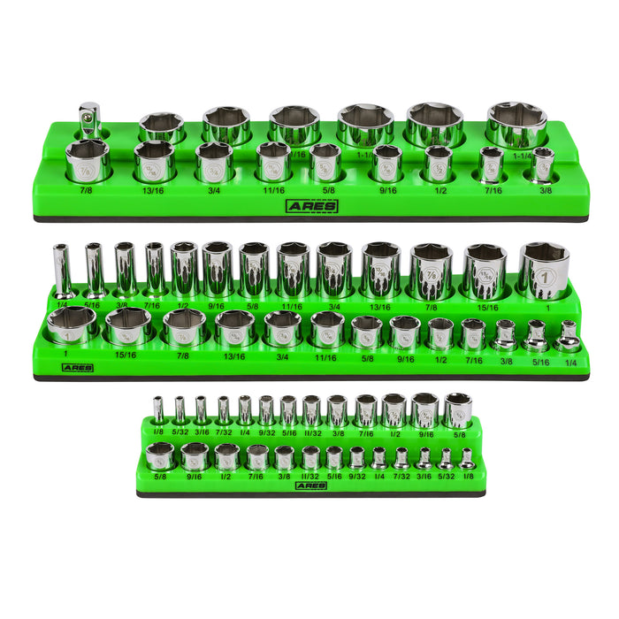 6-Piece Black and Green Metric and SAE Magnetic Socket Organizer Set