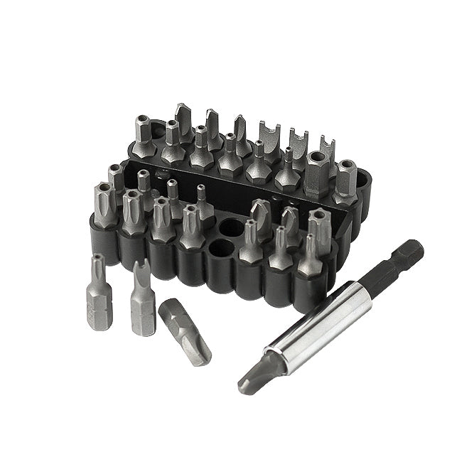 ARES 70009 - Juego de puntas de seguridad de 33 piezas con soporte de extensión magnética para puntas