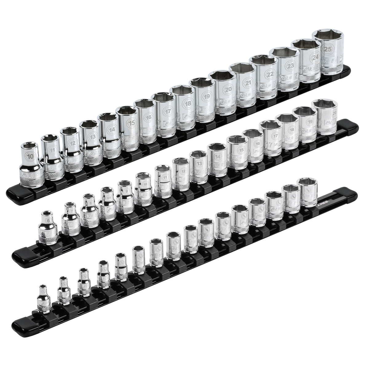 ARES 70087 - 3-Piece Black Aluminum Socket Rail Set — ARES Tool