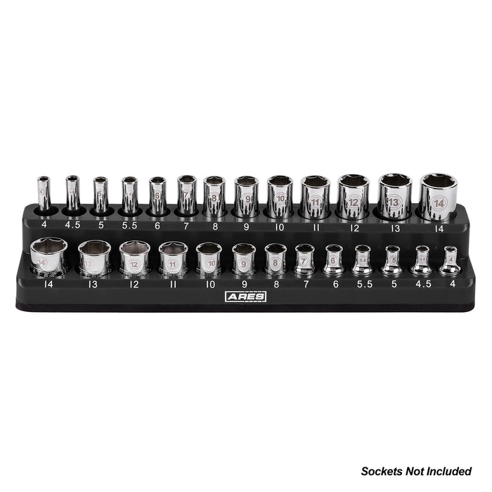 26-Piece 1/4" Black Metric Magnetic Socket Holder