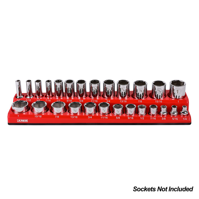 26-Piece 3/8" Red SAE Magnetic Socket Holder