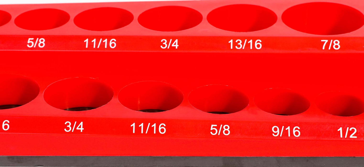 26-Piece 3/8" Red SAE Magnetic Socket Holder