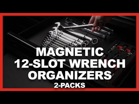 ARES 2-Piece Magnetic Wrench Organizer Set - 12-Slot Metal Tool Holder (Green & Black)
