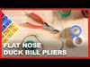 video thumbnail for video showing duck bill pliers laying on a bright workbench with electrical tape, wires, and terminals for electrical tools