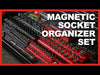 6-Pack Black and Green Metric and SAE Magnetic Socket Organizer Set