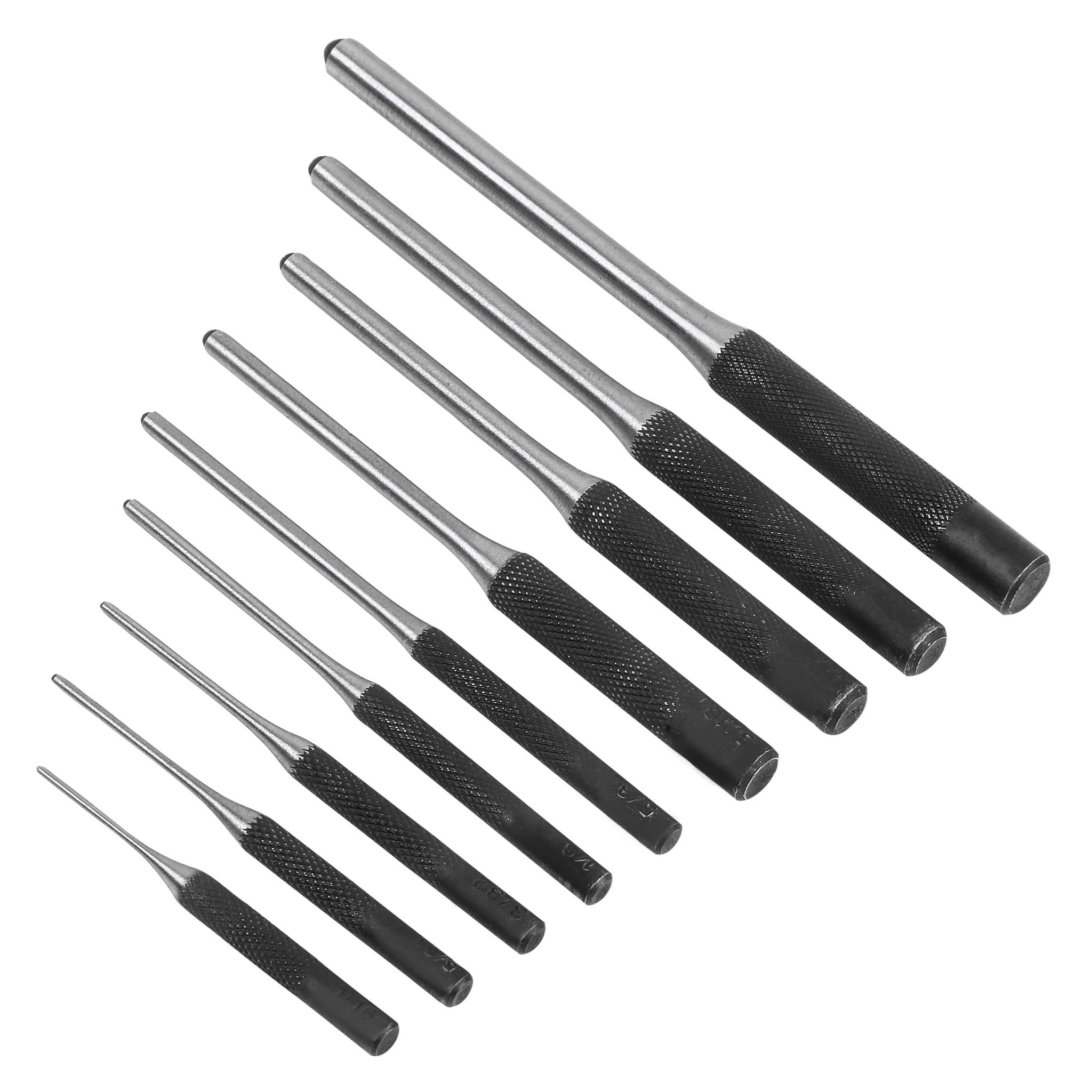 Carevas 9 Pieces Roll Pin Punch Set Steel Punches Hand Pin