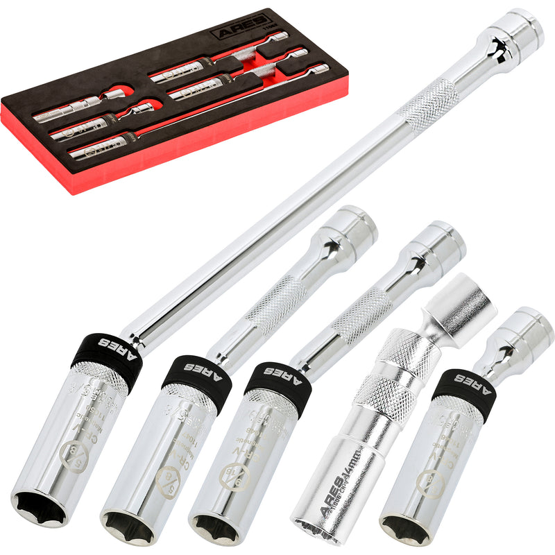 5-Piece Magnetic Swivel Spark Plug Socket Set