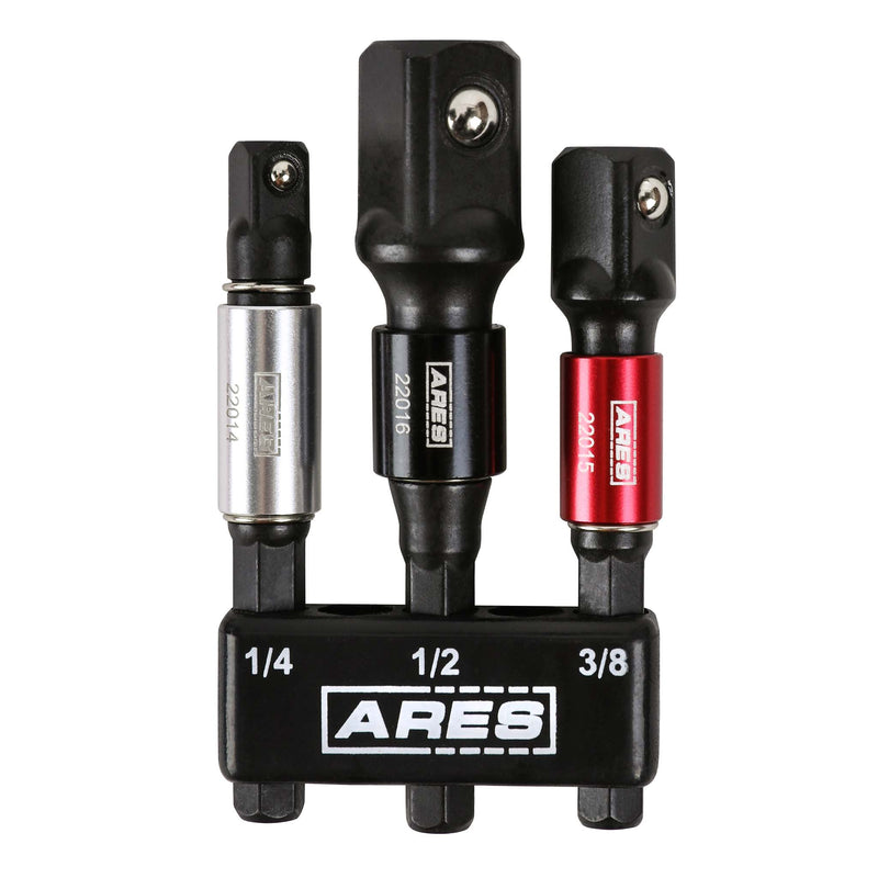 3-Piece 3-Inch Impact Grade Socket Adapter Set with Color Sleeve