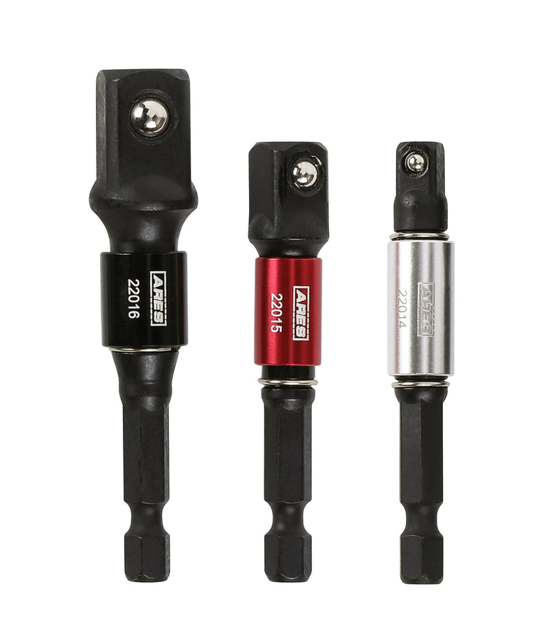 3-Piece 3-Inch Impact Grade Socket Adapter Set with Color Sleeve