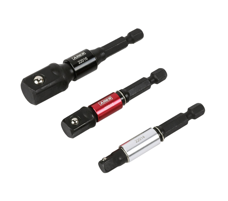 3-Piece 3-Inch Impact Grade Socket Adapter Set with Color Sleeve