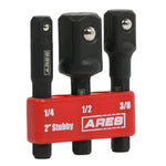 3-Piece 2-Inch Stubby Impact Grade Socket Adapter Set