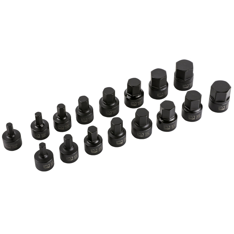 16-Piece Stubby Impact SAE and Metric Hex Bit Socket Set – ARES