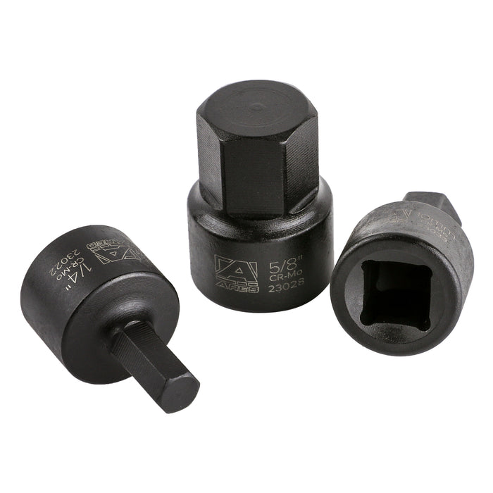 ARES 23021 - 16-Piece Stubby Impact SAE and Metric Hex Bit Socket Set