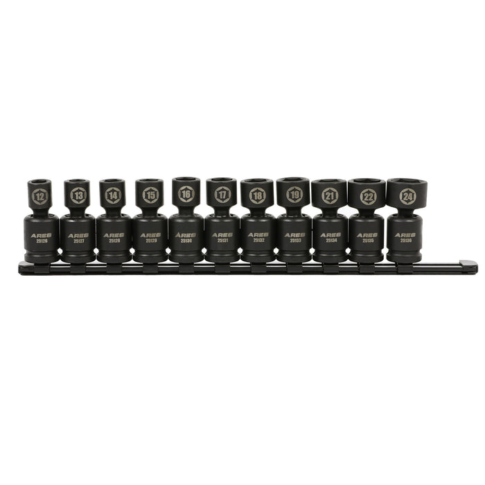 11-Piece Metric Pinless Universal Swivel Impact Socket Set