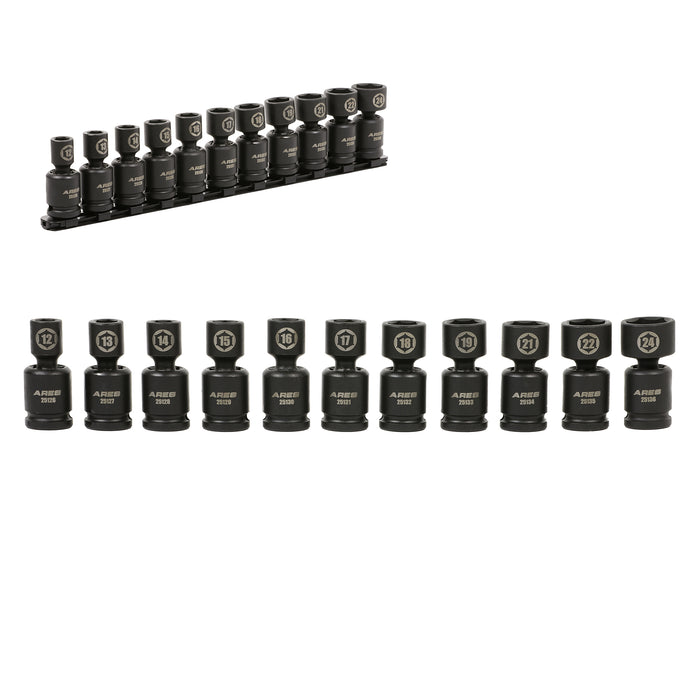 11-Piece Metric Pinless Universal Swivel Impact Socket Set