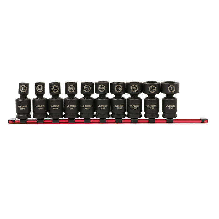 10-Piece SAE Pinless Universal Swivel Impact Socket Set