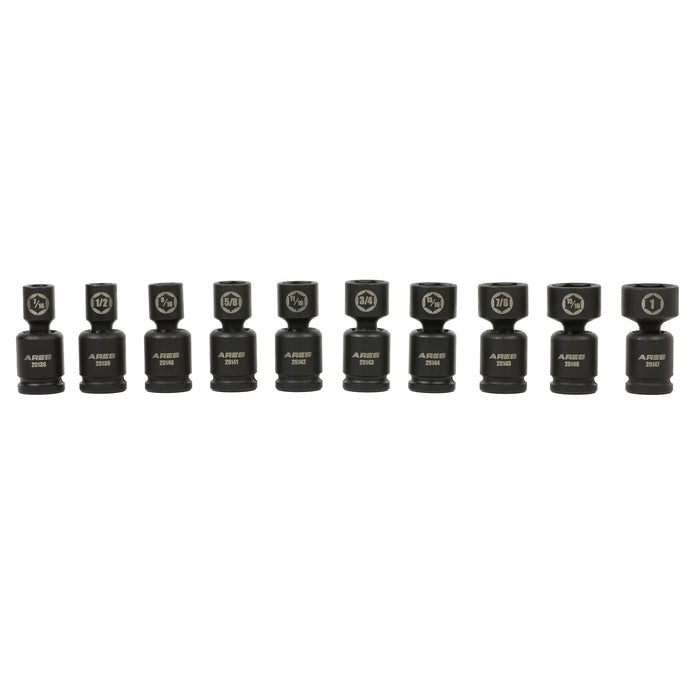 10-Piece SAE Pinless Universal Swivel Impact Socket Set