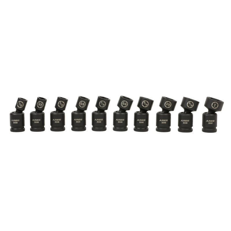 10-Piece SAE Pinless Universal Swivel Impact Socket Set