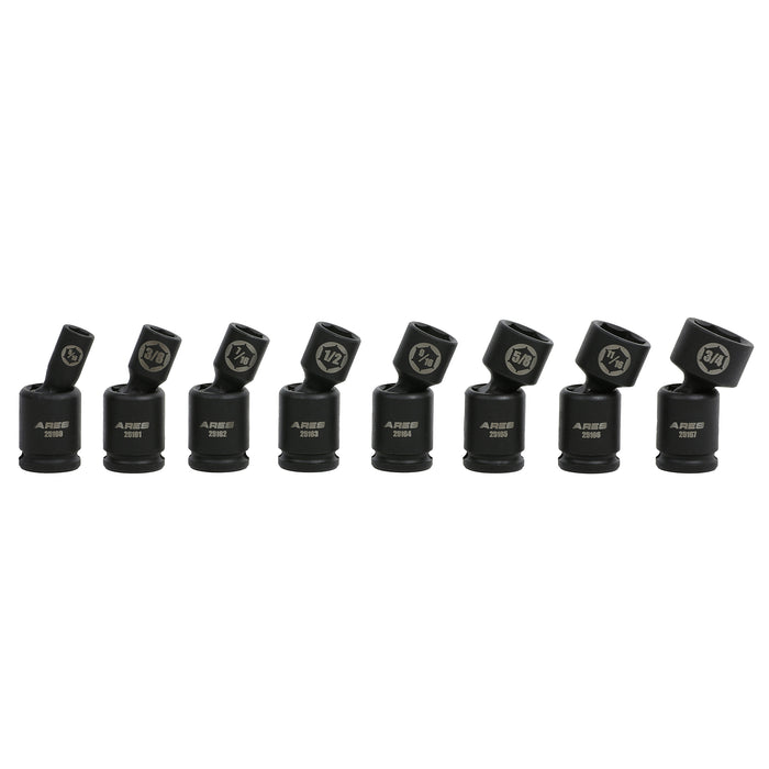 8-Piece SAE Pinless Universal Swivel Impact Socket Set