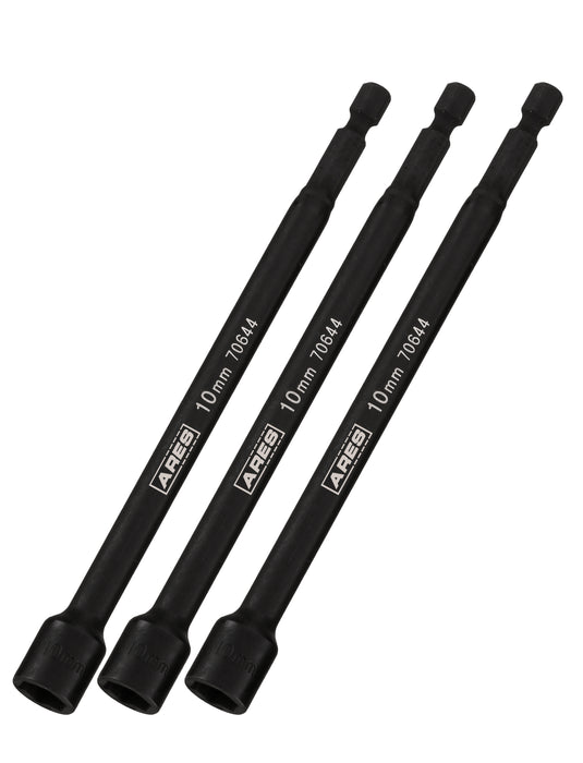 ARES 27006 - 3-Piece 10mm Magnetic Impact 6-Inch Nut Driver Bit Set