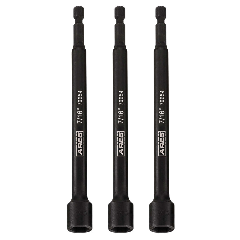 3-Piece 7/16-Inch Magnetic Impact 6-Inch Nut Driver Bit Set