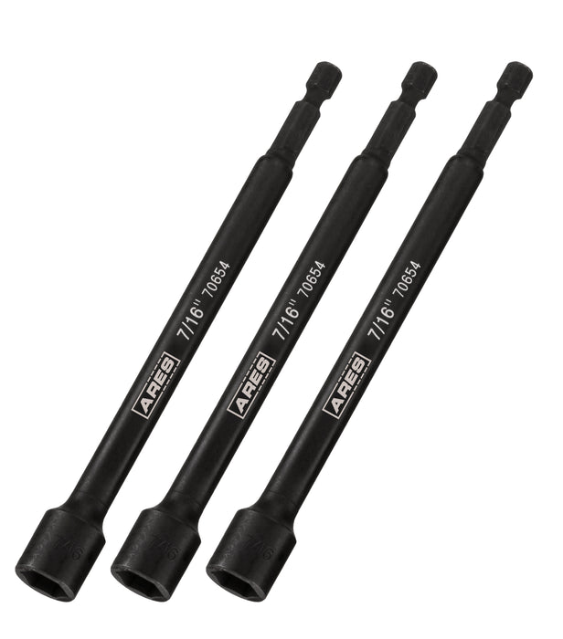 ARES 27010 - 3-Piece 7/16-Inch Magnetic Impact 6-Inch Nut Driver Bit Set
