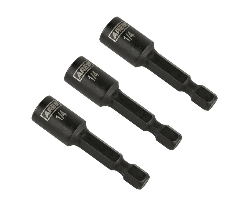 ARES 27012 - 3-Piece 1/4-Inch Magnetic Impact 1 3/4-Inch Nut Driver Bit Set