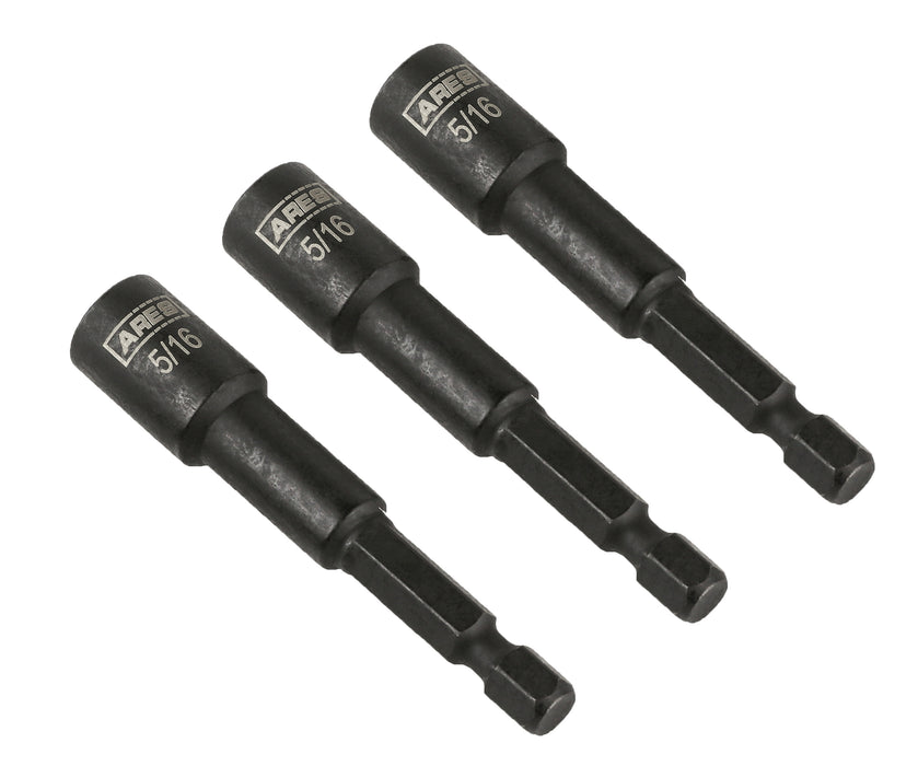 ARES 27014 - Juego de 3 puntas para destornillador de impacto magnético de 5/16 pulgadas y 2 9/16 pulgadas