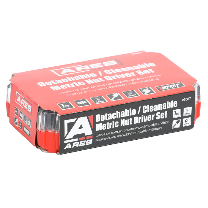 ARES 27087 - Juego de destornilladores para tuercas, desmontables y lavables, métricos, de 7 piezas