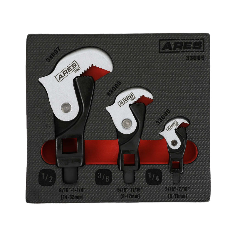 3-Piece Spring Loaded Auto Adjusting Crowfoot Wrench Set