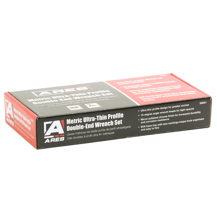 ARES 33041 - 7-Piece Metric Ultra-Thin Profile Double Open-End Wrench Set