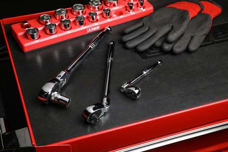 3-Piece 72-Tooth Quick Release Flex Head Ratchet Set