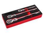 3-Piece 72-Tooth Quick Release Flex Head Ratchet Set