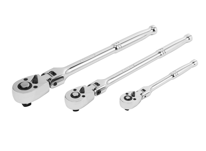 3-Piece 72-Tooth Quick Release Flex Head Ratchet Set
