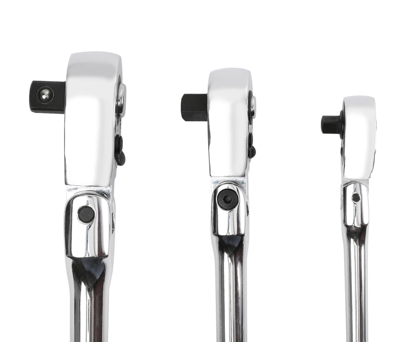 3-Piece 72-Tooth Quick Release Flex Head Ratchet Set