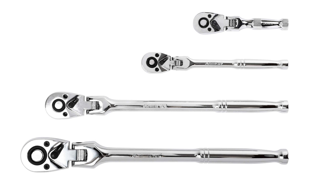 ARES 42040 - Juego de trinquete de cabeza flexible de 72 dientes de 4 piezas