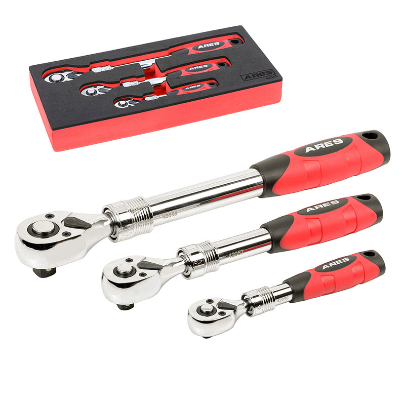3-Piece 72-Tooth Extendable Ratchet Set
