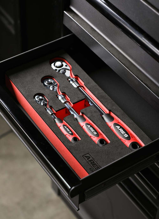 ARES 42055 - 3-Piece 72-Tooth Extendable Ratchet Set
