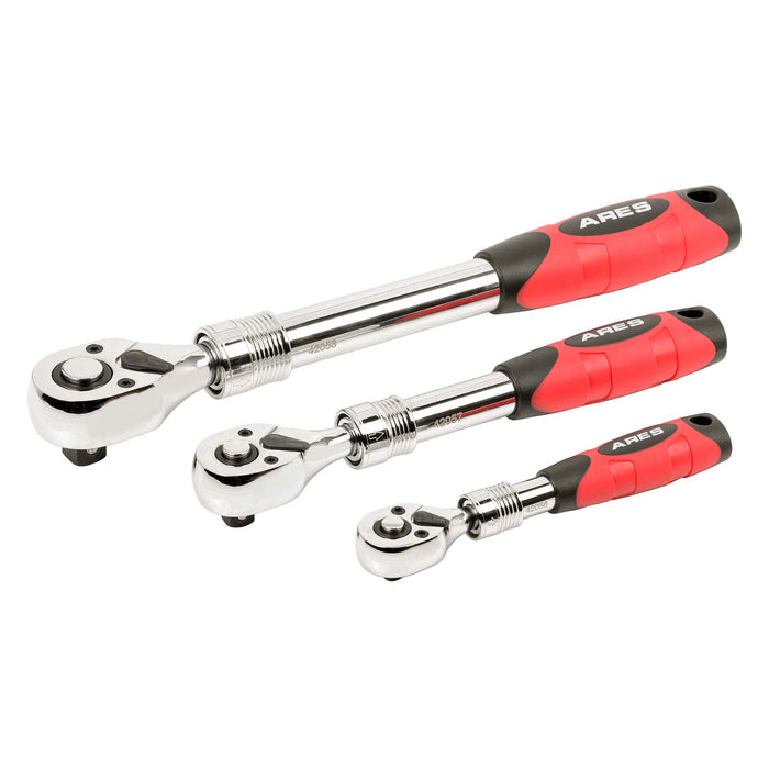 ARES 42055 - 3-Piece 72-Tooth Extendable Ratchet Set