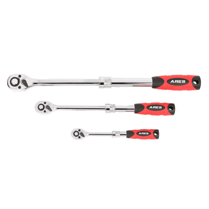 ARES 42055 - 3-Piece 72-Tooth Extendable Ratchet Set