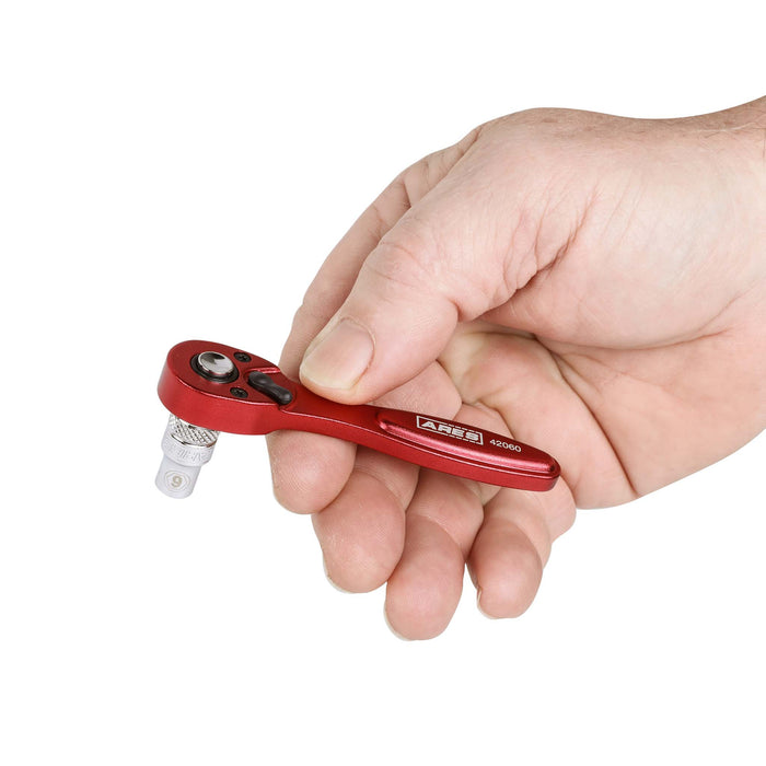 1/4-Inch Drive 72-Tooth Anodized Aluminum Red Stubby Micro Ratchet