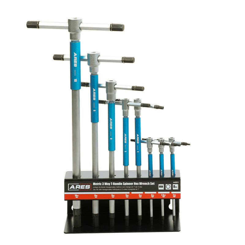8-Piece Metric 3-Way T-Handle Spinner Hex Allen Key Wrench Set