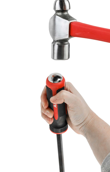 8 Inch Pry Bar – Heavy Duty Multifunctional Curved Head, Strike-End, Chrome Vanadium Steel With Plastic Non-Slip Handle – For Industrial, Auto, Electronics Repair