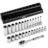 28-Piece 1/4-inch Drive Metric Socket and 90-Tooth Ratchet Set with Magnetic Organizer