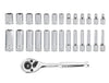 28-Piece 1/4-inch Drive Metric Socket and 90-Tooth Ratchet Set with Magnetic Organizer