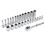 28-Piece 1/4-inch Drive Metric Socket and 90-Tooth Ratchet Set with Magnetic Organizer