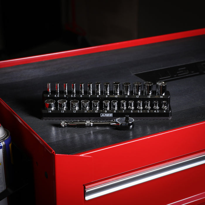 Jeu De 3 Cliquet 1/4" Avec Adaptateur Et Extension - Cliquet à Cliquet 72 Dents, Tête Pivotante 180°