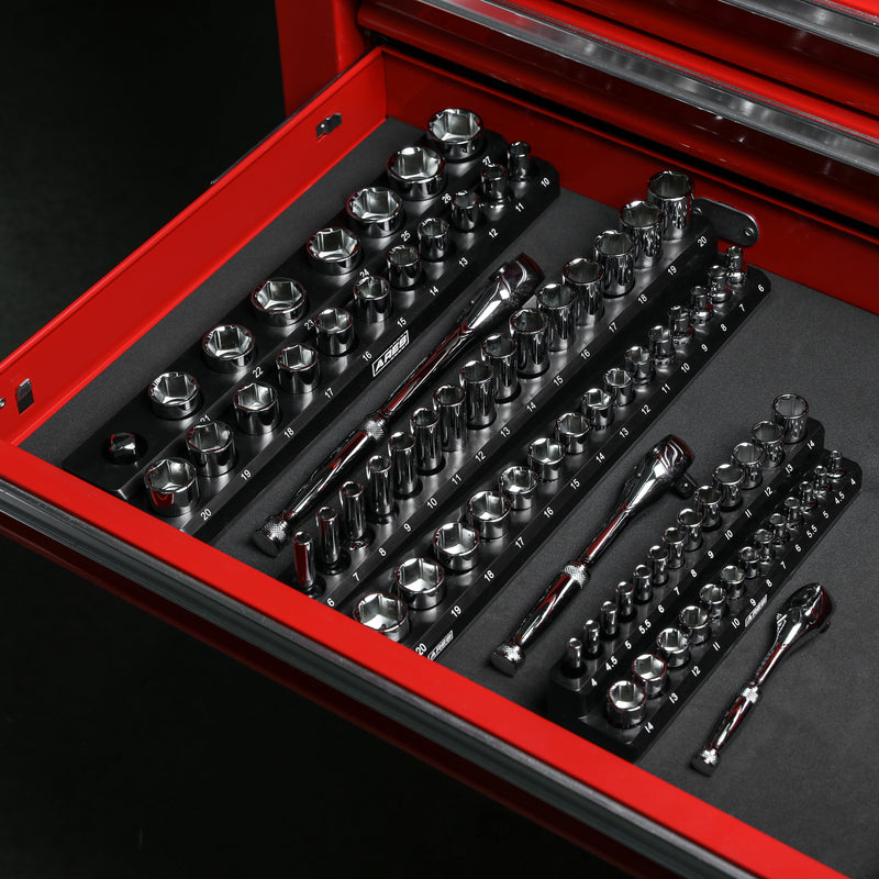 28-Piece 1/4-inch Drive Metric Socket and 90-Tooth Ratchet Set with Magnetic Organizer
