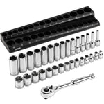 32-Piece 3/8-inch Drive Metric Socket and 90-Tooth Ratchet Set with Magnetic Organizer